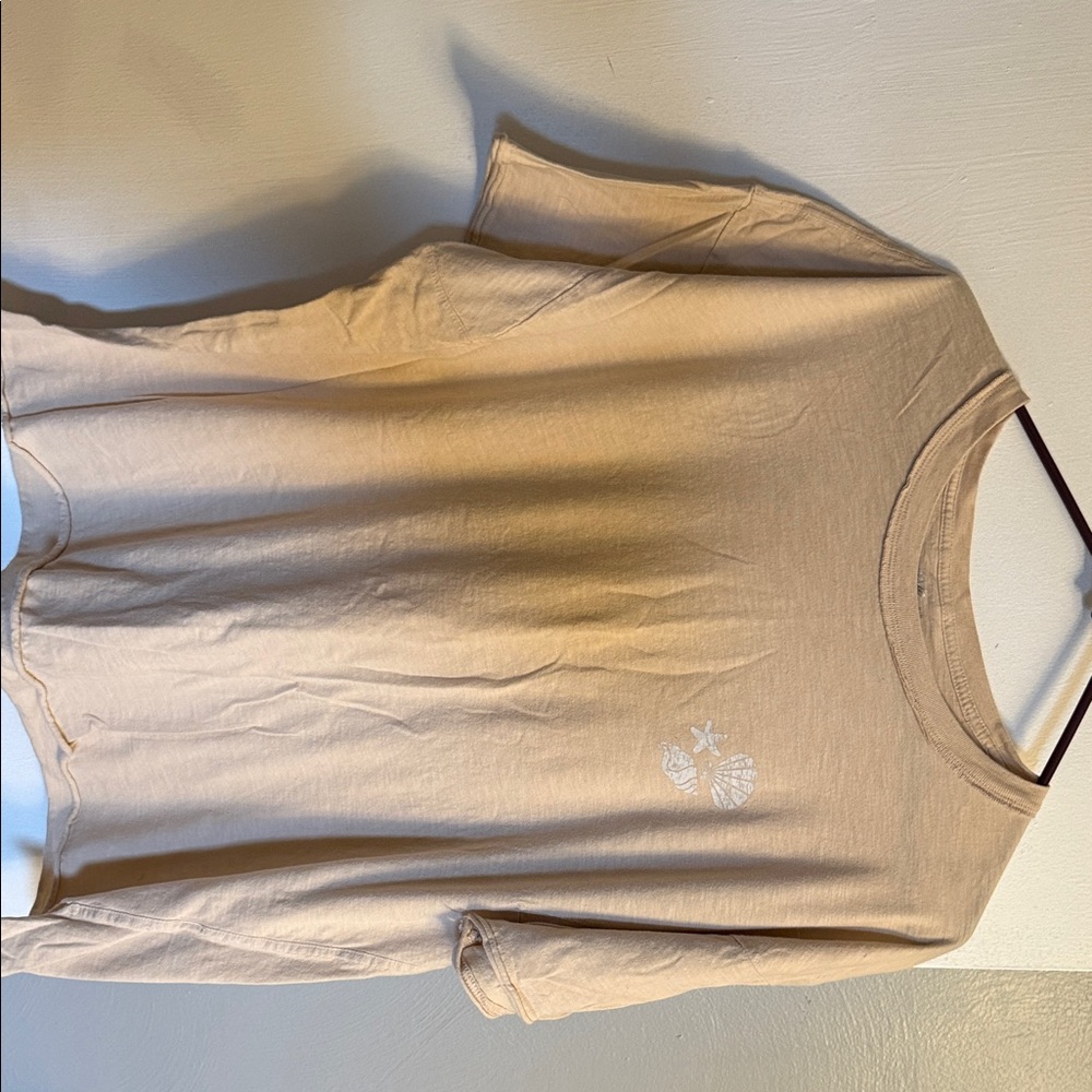 Aerie Light Beige Graphic Boyfriend Oversized Tee